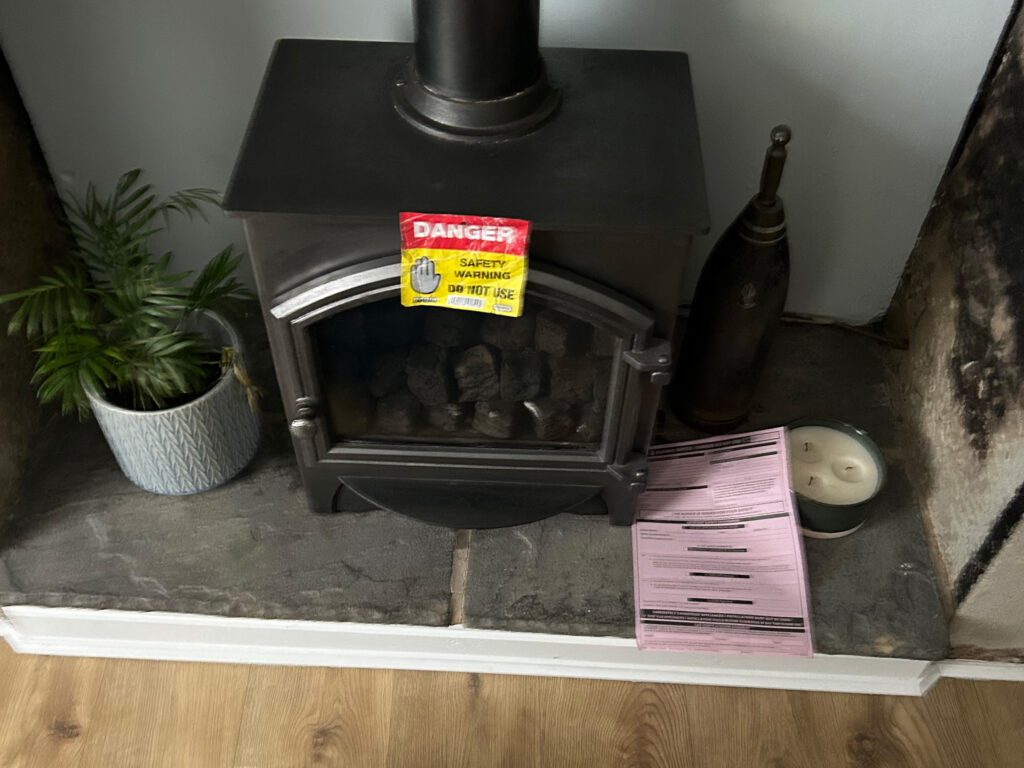 Condemed Gas fire due to poor flue 3 4